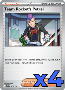 4x Team Rocket's Petrel 176/182 Sv10: Destined Rivals PLAYSET x4 - Pokemon TCG - Image 1