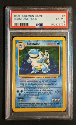 Pokemon Blastoise Holo 2/102 Base Set Unlimited 1999 PSA Grade 6 EX-MT - Image 1