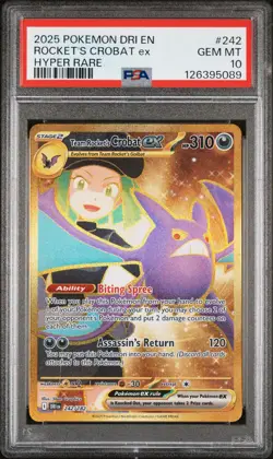 2025 Pokemon Destined Rivals Team Rocket’s Crobat ex #242/182 PSA 10 GEM MINT - Image 1