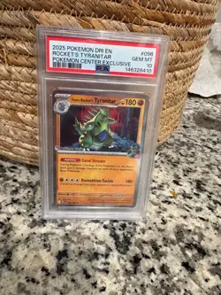 PSA 10 Rocket’s Tyranitar #096 2025 Pokemon Center Exclusive Team Rocket GEM MIN - Image 2