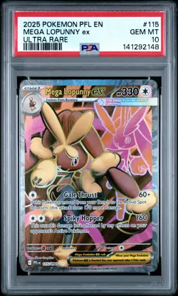 2025 Pokemon Pfl En-Phantasmal Flames #115 Mega Lopunny Ex Ultra Rare PSA 10 - Image 1