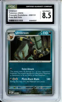 2025 Pokemon Prismatic Evolutions Umbreon Poke Ball Holo #59/131 CGC 8.5 NM/MINT - Image 1