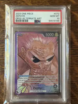 2023 ONE PIECE OP02-PARAMOUNT WAR ALTERNATE ART #072 ZEPHYR PSA 10 - Image 1