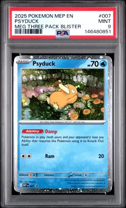 2025 POKEMON MEP EN-ME BLACK STAR PROMO #007 PSYDUCK PSA 9 - Image 1