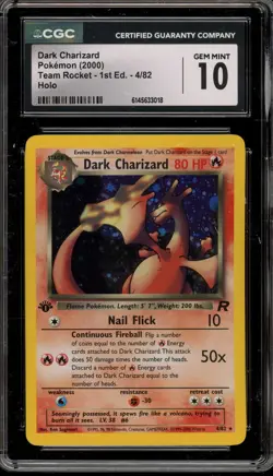 Pokemon Dark Charizard Team Rocket 1st Edition Holo Rare #4 CGC 10 Gem Mint - Image 1