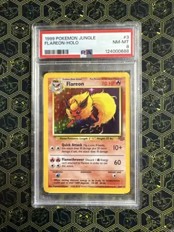 1999 POKEMON JUNGLE #3 FLAREON-HOLO PSA 8 - Image 1