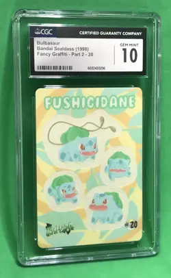 CGC 10 Gem Bulbasaur Fushigidane #20 VTG Pokemon Sealdass Fancy Graffiti Pt. 2 - Image 1