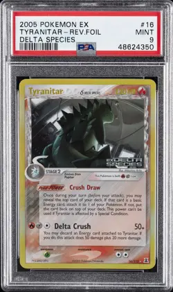 2005 POKEMON EX DELTA SPECIES #16 TYRANITAR-REVERSE FOIL PSA 9 - Image 1