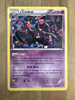 Pokemon TCG Crobat 33/119 Non Holo Rare XY Phantom Forces LP - Image 1