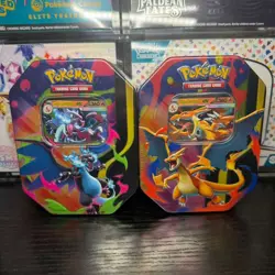 Mega Charizard X and Y Tins Sealed 2026 Set of 2 Pokemon TCG Phantasmal Flames - Image 1
