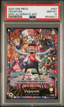 One Piece Card Game TCG Vegapunk OP07-097 Alt Art Leader PSA 10 - Image 1