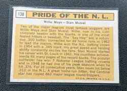 TOPPS 1963 PRIDE OF N.L. WILLIE MAYS STAN MUSIAL #138 GIANTS CARDINALS - Image 2