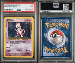 1999 POKEMON GAME #10 MEWTWO-HOLO PSA 1 Poor Base Set Card - Image 1