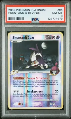 Pokemon Card Skuntank G 94/127 Reverse Holo Foil Platinum PSA 8 NM-MT - Image 1