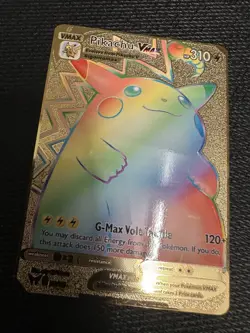 Pikachu Vmax Rainbow hp310 Gold Metal Pokemon Card Fan Art! - Image 1