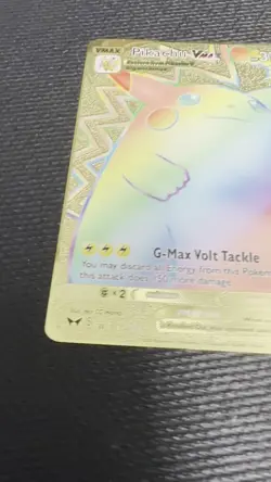 Pikachu Vmax Rainbow hp310 Gold Metal Pokemon Card Fan Art! - Image 2