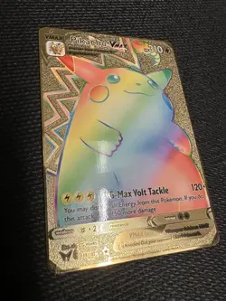 Pikachu Vmax Rainbow hp310 Gold Metal Pokemon Card Fan Art! - Image 3