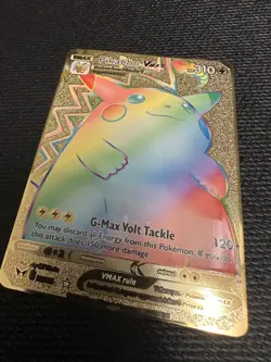 Pikachu Vmax Rainbow hp310 Gold Metal Pokemon Card Fan Art! - Image 4