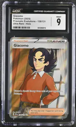 Giacomo Ultra Rare Prismatic Evolutions 138/131 Ultra Rare Pokemon Card CGC 9 - Image 1