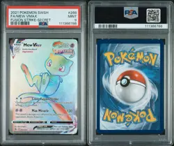 2021 Pokemon TCG Mew VMAX 268/264 Fusion Strike Secret Rare Holo PSA 9 310 HP - Image 3