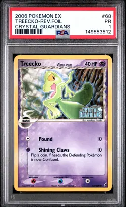 2006 POKEMON EX CRYSTAL GUARDIANS #68 TREECKO-REVERSE FOIL PSA 1 - Image 1