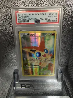 2016 Pokemon XY Victini XY117 Mythical Premium Collection Promo PSA 8 - Image 1