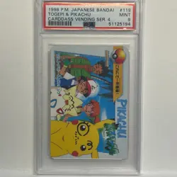 Pokemon Japanese Bandai Carddass Vending Series 4 Togepi & Pikachu #119 PSA 9 - Image 1