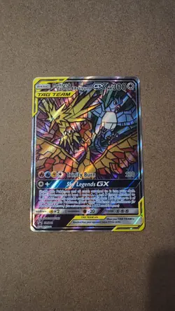 Pokemon Moltres & Zapdos & Articuno GX SM210 Stained Glass Hidden Fates Promo - Image 1