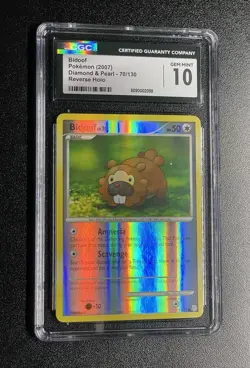 POKEMON BIDOOF INK DOT ERROR CGC 10 DIAMOND & PEARL REVERSE HOLO 70/130 2007 - Image 1