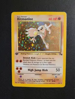 1999 Pokemon Hitmonlee 7/62 Fossil 1st Edition Holo Rare WOTC LP Vintage - Image 1