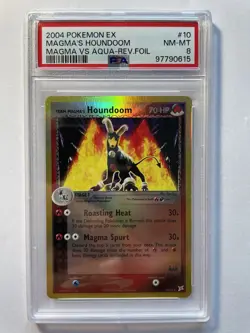 PSA 8 Houndoom 10/95 Reverse Foil EX Team Magma VS. Team Aqua 2004 Pokemon TCG - Image 1