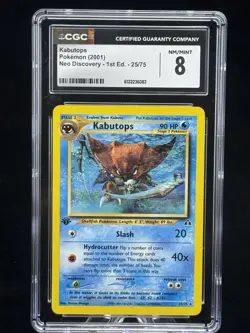 Kabutops #25 Non-Holo 1st Edition Neo Discovery 2001 Pokemon CGC 8 ⚔ - Image 1
