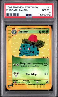 2002 POKEMON EXPEDITION #82 IVYSAUR-REVERSE FOIL PSA 8 - Image 1
