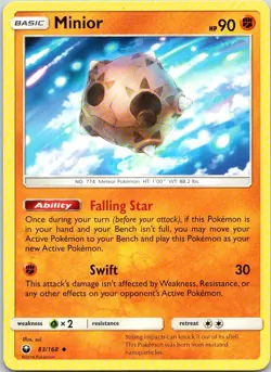 MINIOR 83/168 UNCOMMON CELESTIAL STORM POKEMON LP - Image 1