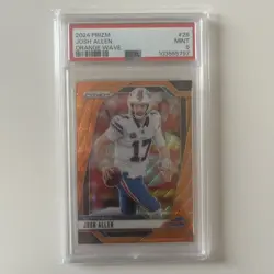 2024 PANINI PRIZM ORANGE WAVE #28 JOSH ALLEN 42/60 PSA 9 Buffalo Bills - Image 1