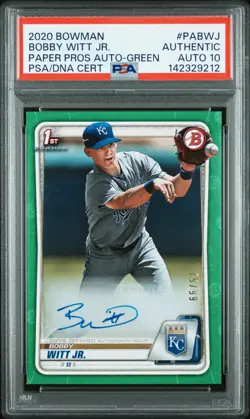 2020 BOWMAN PAPER PRSPCT AUTOS GREEN BOBBY WITT JR. 79/99 PSA AUTHENTIC AUTO 10 - Image 1