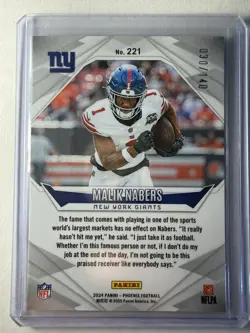 2024 Panini Phoenix Rookies Red Hyper Malik Nabers Rookie #221 /140 Giants - Image 2