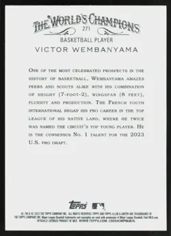 2023 Topps Allen & Ginter Victor Wembanyama #271 BASEBALL CARD Rookie SPURS RC - Image 2