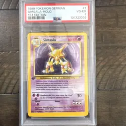 1999 Alakazam Simsala 1/102 Base Set German Pokemon Card PSA 4 - Image 1