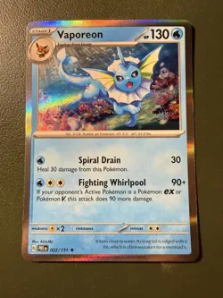 Pokemon TCG Vaporeon 22/131 Prismatic Evolutions SV8.5 Holo NM - Image 1