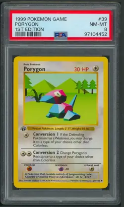 Pokemon 1st Edition Base Set Porygon 39/102 PSA 8 - Image 1