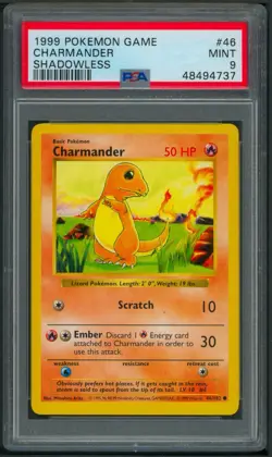 Pokemon Base Set Shadowless Charmander 46/102 PSA 9 - Image 1