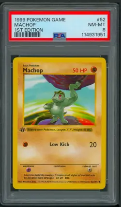 Pokemon 1st Edition Base Set Machop 52/102 PSA 8 - Image 1