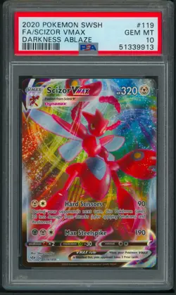 Pokemon SWSH Darkness Ablaze Scizor VMAX 119/189 PSA 10 - Image 1