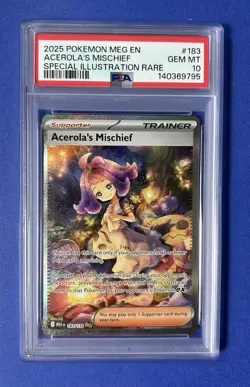 2025 Pokemon MEG EN Acerola’s Mischief Special Illustration Rare #183 PSA 10 - Image 1