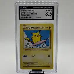 Pokemon TCG Surfing Pikachu 2016 Evolutions 111/108 CGC Graded 8.5 NM/MINT+ - Image 1