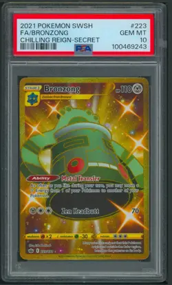 Pokemon SWSH Chilling Reign Bronzong Gold Secret Rare 223/198 PSA 10 - Image 1