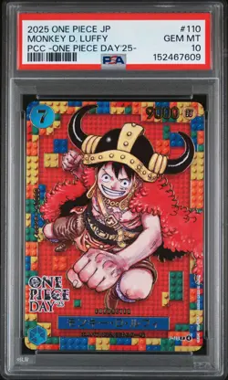 2025 One Piece JP PCC Monkey D Luffy P-110 Day 25 Elbaf Promo PSA 10 Gem Mint - Image 1