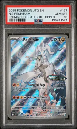 Pokemon N's Reshiram Stamped Promo 167/159 Journey Together English PSA 10 MINT - Image 1