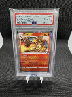 2021 POKEMON INDONESIAN SM PROMO KFC CHAKI KIDS MEAL #181 CHARIZARD-HOLO PSA 10 - Image 1